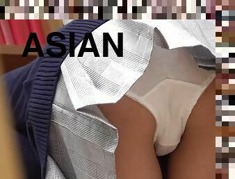 asiatisk, babes, tenåring, kamera, voyeur, skjørtet, truser, fetisj, asiatisk-tenåring