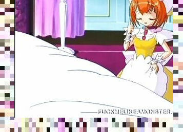 Cock sucking anime maid fucking