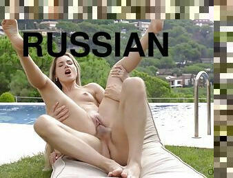ruso, babes, mamada, piscina