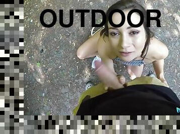Young slut Valentina Bianco fucked by random dude outdoors