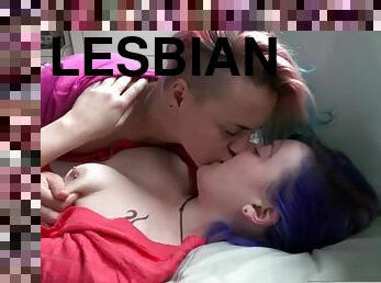 Lesbian girls with hairy cunts fuck at home