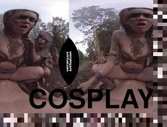 Cosplay hardcore with tribal girl - Outdoors POV VR
