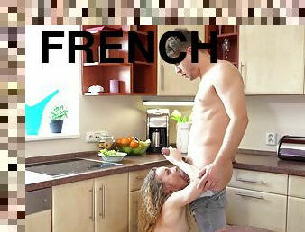 A French millennial porn star is sucking and fucking a big cock