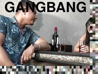 Latina inked slut Amanda gangbang video