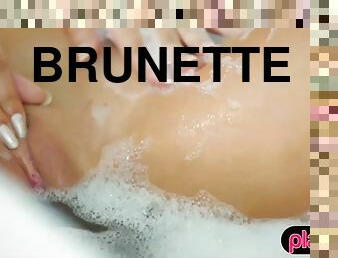 baignade, masturbation, chatte-pussy, pornstar, douche, solo, brunette