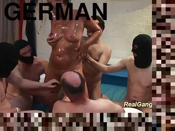 amateur, mature, maman, allemand, gangbang, sexe-de-groupe, première-fois