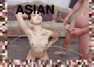 asiatique, pisser, anal, fellation, ejaculation-sur-le-corps, énorme-bite, interracial, ados, hardcore, fellation-profonde