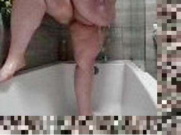 baignade, gros-nichons, masturbation, collants, amateur, maison, belle-femme-ronde, britannique, coquine, douche