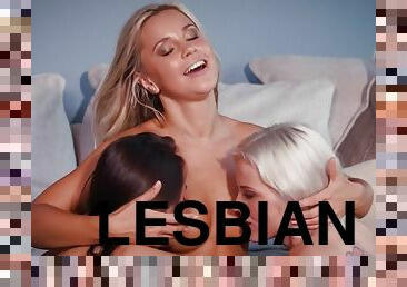 Pleasure before leisure - lesbian threesome starring young perky tits babe Zazie skymm