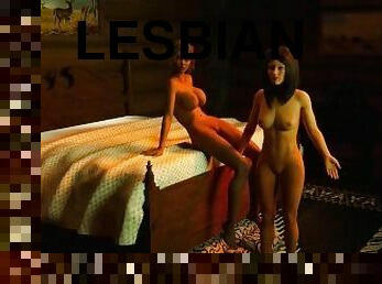 lesbian-lesbian, latina, teransang, 3d, tertangkap