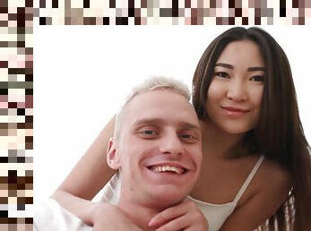 asiatique, ejaculation-sur-le-corps, interracial, ados, hardcore, couple, ejaculation, ados-asiatique