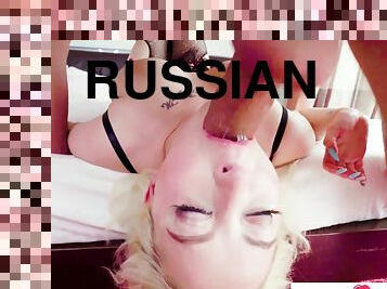 Big Tittied Blonde Russian Gets A Huge Cock To The Throat