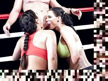 Sports babes fucking in the boxing ring