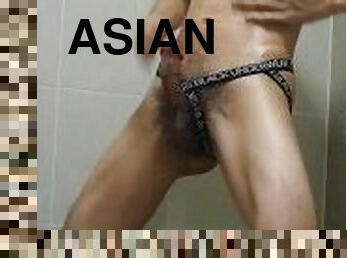 asiatisk, onani, amatør, kæmpestor-pik, bøsse, spiller, massage, afrivning, trusser, sperm
