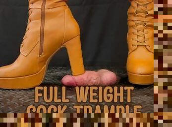 Full Weight Cock CBT, Bootjob, Cock Trample in Leather Brown Boots with TamyStarly - Ballbusting