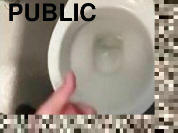 Playing with myself in the public toilets with big cumshot