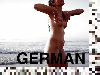 German Milf Beauty Beach Striptease