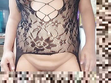 ébona, latina, preto, bbw, brasil, langerie, provocando