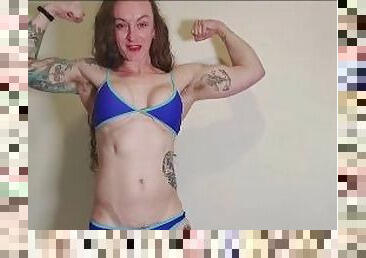 Blue Bikini Muscle Pump and JOI - full video on ClaudiaKink ManyVids!
