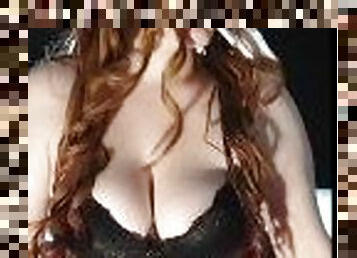 masturbation, amateur, milf, maman, belle-femme-ronde, joufflue, rousse, secousses, point-de-vue, ejaculation