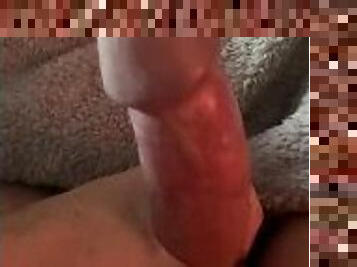 I get myself hard playing with my pre cum and ooze out a thick creamy load