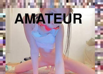 amateur, ados, jouet, webcam, fétiche, solo, brunette, clignotant