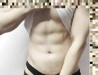asiatisk, homofil, ung-18, muskuløs, twink, stringtruse, undertøy-underwear