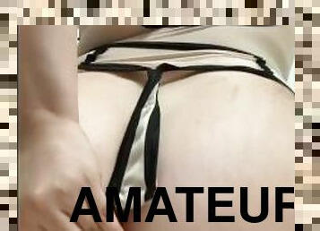 cul, amateur, anal, jouet, pieds, gode, bout-a-bout, blanc, brunette