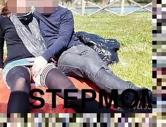 Pussy flash - Stepmom caught by stepson at public park masturbating in front of everyone MissCreamy