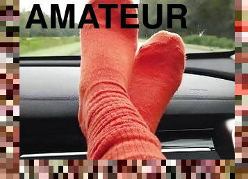Orange Socks in the SUV