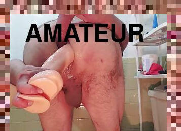 bañando, masturbación, amateur, anal, gay, consolador, mexicano, culazo, ducha, a-solas