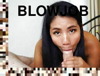 Blowjob and cumshot from Asian girlfriend in POV video