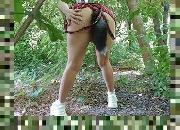 masturbation, public, chatte-pussy, amateur, jouet, japonais, serrée, belle, forêt, jambes