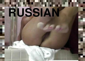 Big Tittied Russian MILF Masturbates Her Pussy