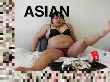 Asian chubby MILF food fetish
