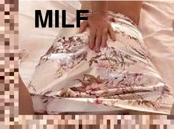Sexy milf satin skirt pulled up and fucked doggystyle