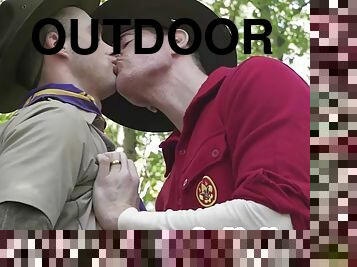 DILF Scout Fucks Twink Outdoors While Watching Voyeur