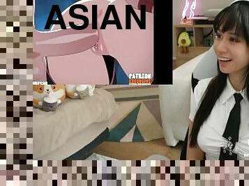 asiatisk, storatuttar, amatör, avsugning, creampie, hentai, tuttar