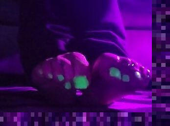 Glow in the dark nail polish! Goth feet in blacklight!