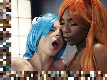 Interracial Lesbian Cosplay Evangelion Cosplay: A DP XXX Parody - ebony Sarah Banks