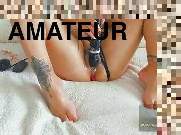 masturbation, mamelons, orgasme, pisser, chatte-pussy, giclée, amateur, jouet, webcam, percé