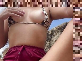 girl shows off her beautiful body on the beach part 1