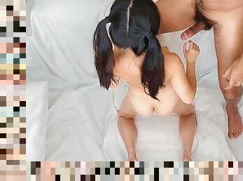 asia, blowjob-seks-dengan-mengisap-penis, jepang, kepang-rambut, manis, kecil-mungil, kecil-mungil-tiny, penis