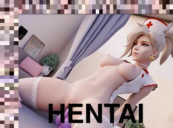 3D compilation: Mercys sensual fuck in Overwatch, uncensored hentai