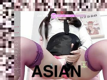 asiático, masturbação, mijando, esguincho, anal