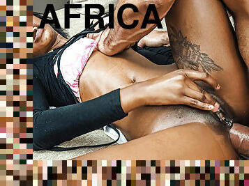 African Casting - Tiny black model audition turns interracial anal
