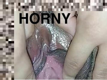 CLOSE UP meaty pussy with her horny inner lips cumming multiple times