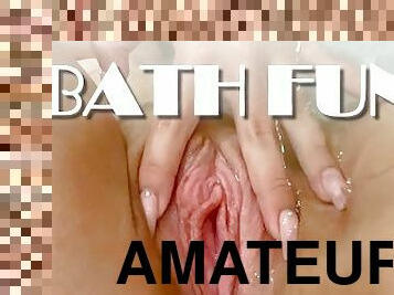 Passionate Masturbation Pussy Lying in the Bath Closeup