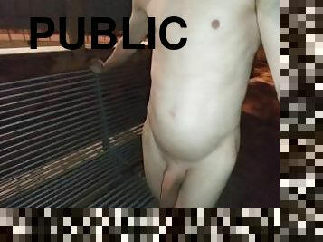 Naked in public bus stop