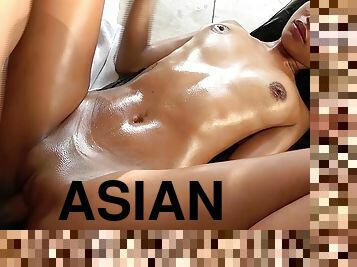 asiatisk, storatuttar, fitta-pussy, avsugning, tonåring, hardcore, creampie, thailändsk, sprut, söt